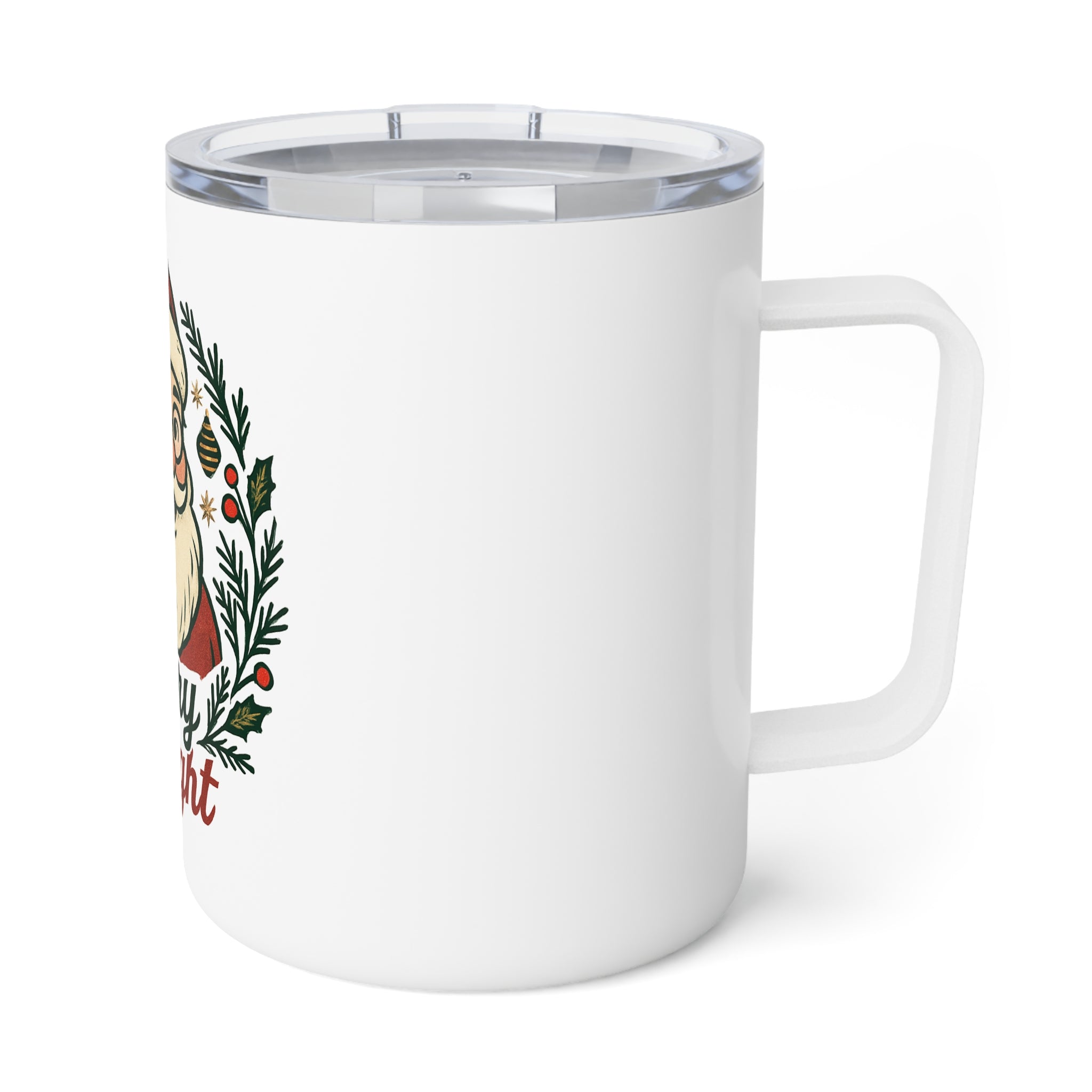 Merry & Bright Santa Insulated Coffee Mug — 10oz Holiday Tumbler
