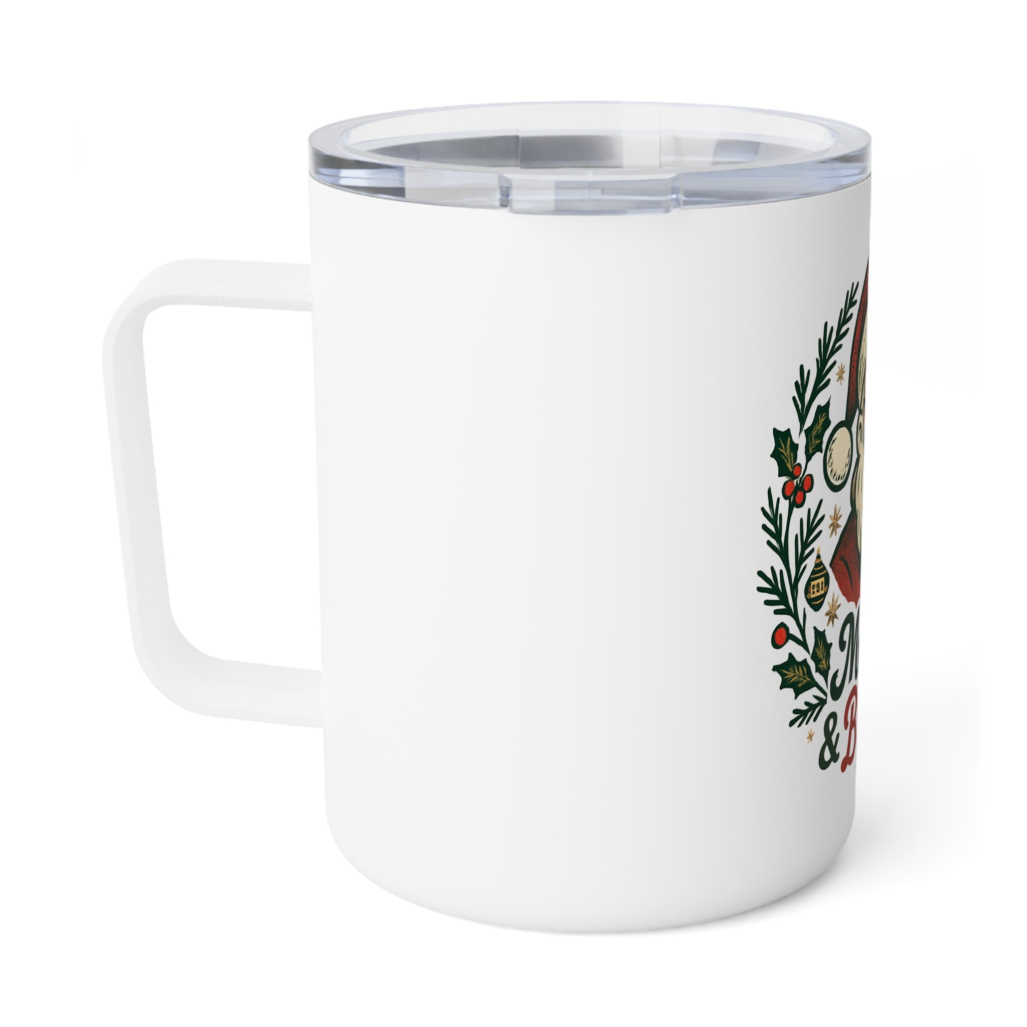 Merry & Bright Santa Insulated Coffee Mug — 10oz Holiday Tumbler